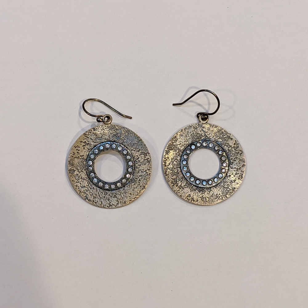 Pounded Metal Circular Bronze Earrings